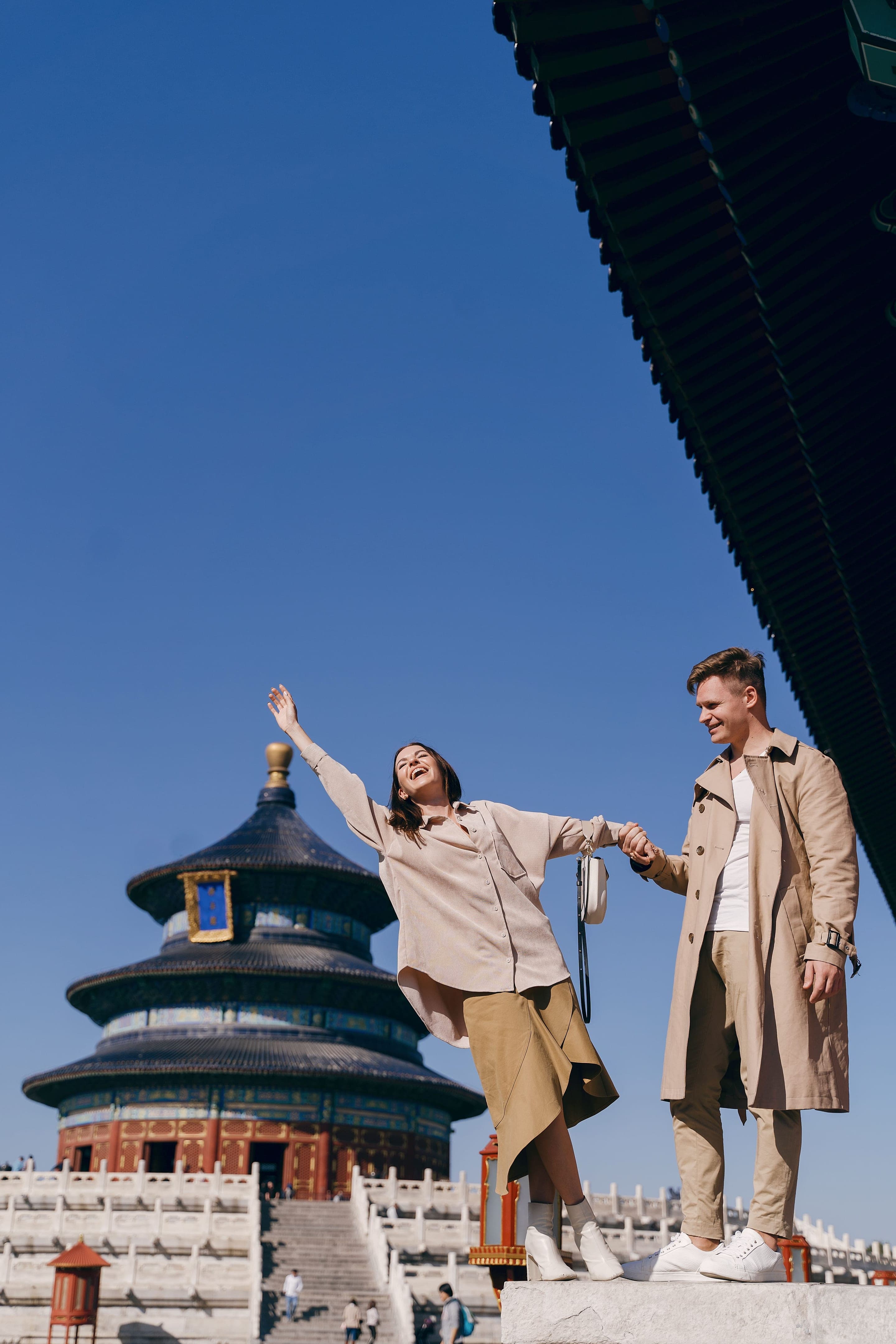 A couple exploring tourist attractions in China
