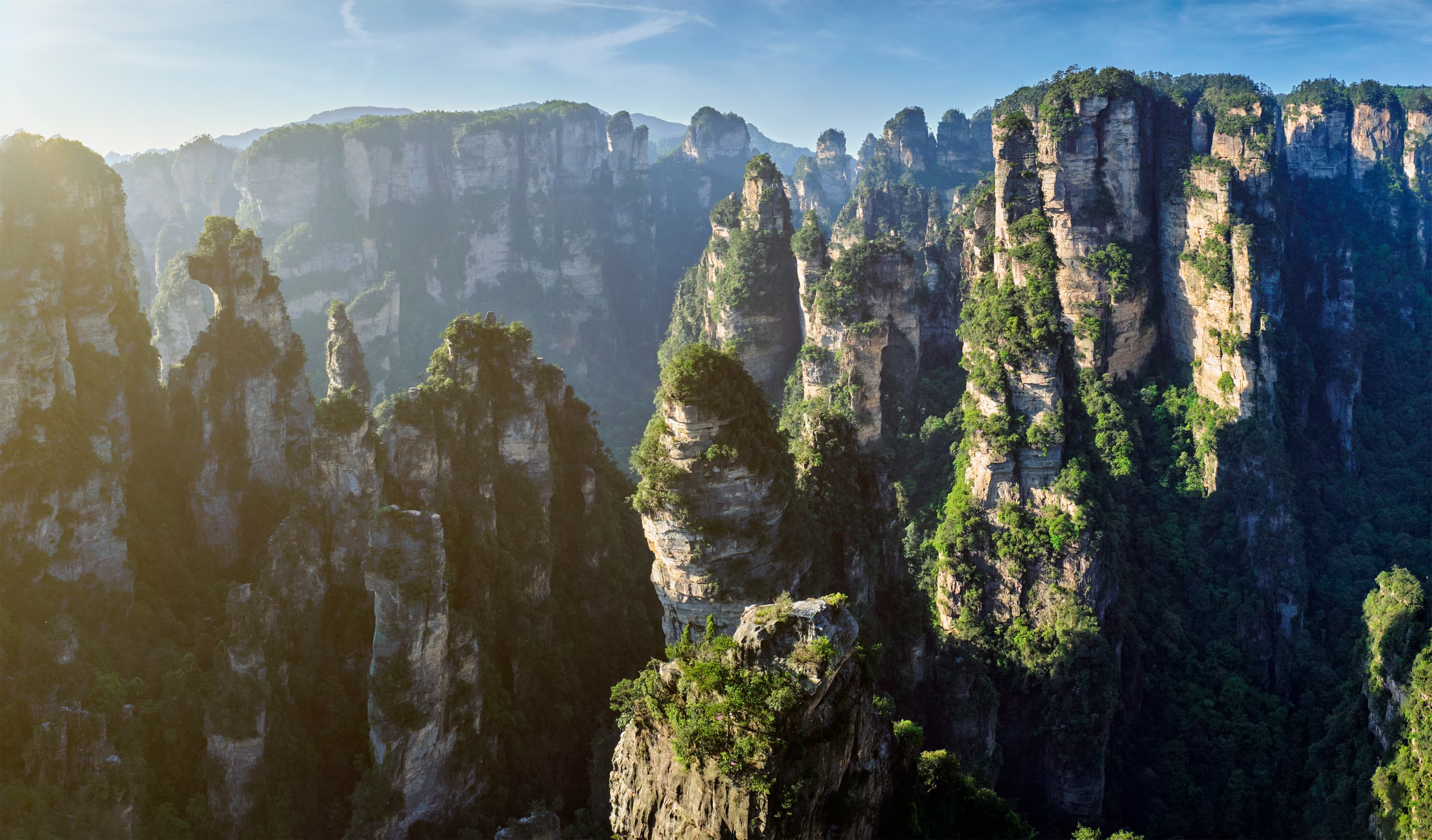 Mist drifting between the sandstone pillars of Zhangjiajie National Forest Park, Hunan